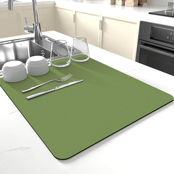 Dish Drying Mat for Kitchen Counter, Drying Mat for Dish Rack, Absorbent Hide