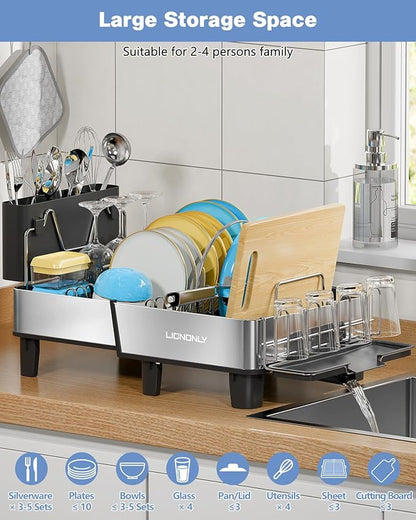 Dish Drying Rack, 304 Stainless Steel Exendable Dish Rack