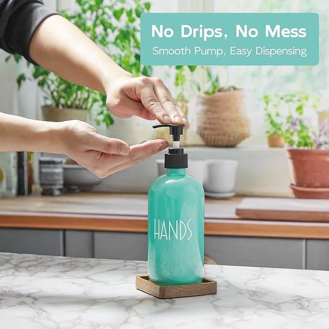 Turquoise Glass Hand Soap Dispenser