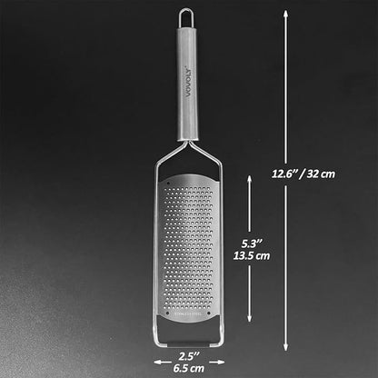 Professional Zester Grater Fine for Hard Cheese, Citrus Fruits, Garlic, Chili, Cinnamon and Nutmeg, Kitchen grater with Razor-Sharp Stainless Steel Blade (Fine)