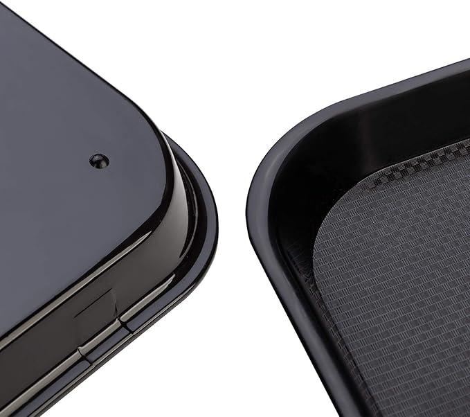 Rectangular Plastic Serving Trays,Fast Food Serving Cafeteria Trays,17"X13",Set of 6 (Black)