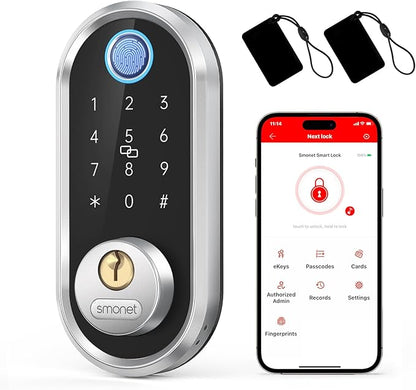Smart Deadbolt, SMONET Fingerprint Electronic Deadbolt Door Lock