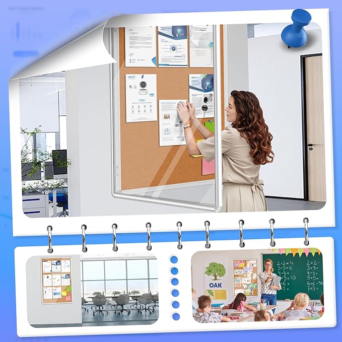 Magula 36"x24" Enclosed Bulletin Board Tamper-Proof Dispaly Case, Aluminium