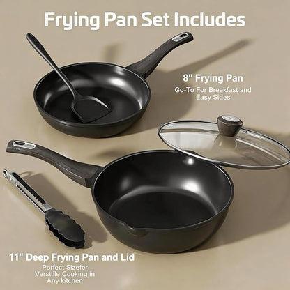 Nonstick Cookware Set, Titanium Coating Pan Set, Induction Cookware Oven Safe