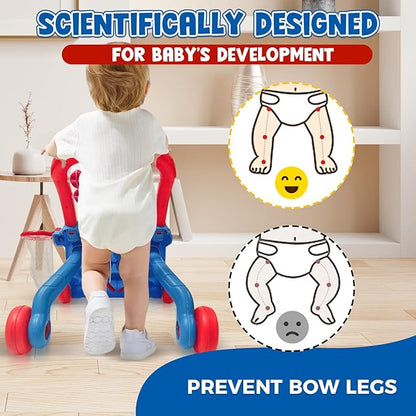 Baby Walker Toys,Push Walker for Boys & Girls Learning to Walk,Sit to Stand Early Educational Toys,Activity Center for Infant,Christmas Birthday Gift for Toddler 6-18 Months,Red