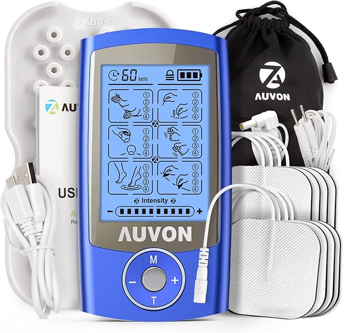 AUVON Rechargeable TENS Unit Muscle Stimulator, 24 Modes 4th Gen TENS Machine