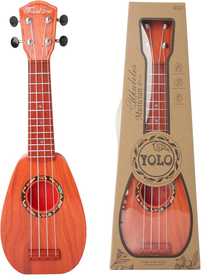 YOLOPARK 17" Kids Toy Guitar for Girls Boys, Mini Toddler Ukulele Guitar with 4 Strings Keep Tones Can Play for 3, 4, 5, 6, 7 Year Old Kids Musical Instruments Educational Toys for Beginner