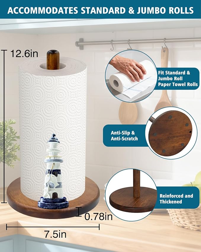Lighthouse Paper Towel Holder, Nautical Coastal Beach Ocean Decor