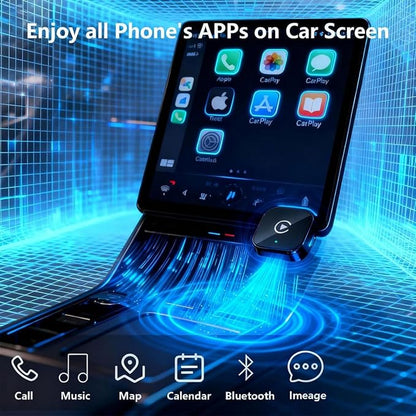 2 in 1 CarPlay Adapter for Mitsubishi i‑MiEV 2017, CarPlay Wireless Adapter with Auto Reconnect Fast Pairing Bluetooth Connection Compact USB Dongle,B/Black-Normal