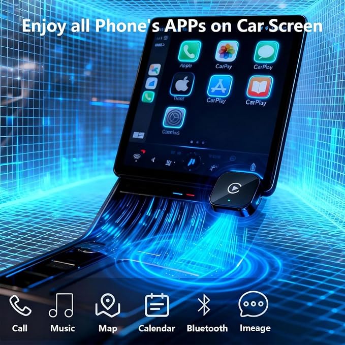 2 in 1 CarPlay Adapter for Toyota Corolla 2016-2018 2019 2020 2021 2022 2023 2024 2025 2026, CarPlay Wireless Adapter with Auto Reconnect Fast Pairing Bluetooth Connection Compact USB Dongle