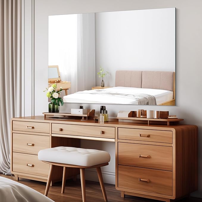 CILIBER Frameless Rectangle Mirror, 36x48 Inch Large Bathroom Mirrors