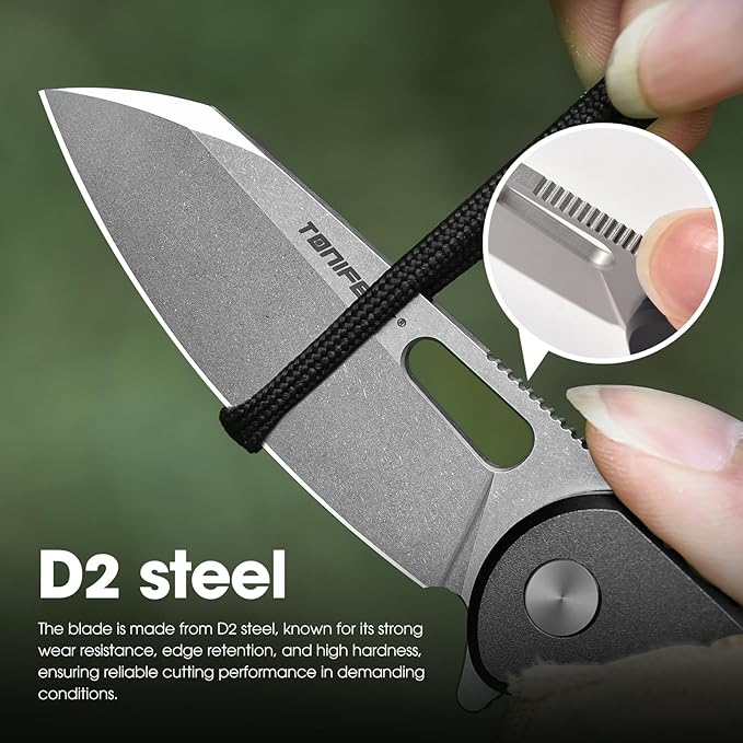 TONIFE Galaxy Mini Folding Knife with D2 Steel Blade and Aluminum Handle, EDC Pocket Tool for Camping, Hiking, and Survival (Black Stone Wash)
