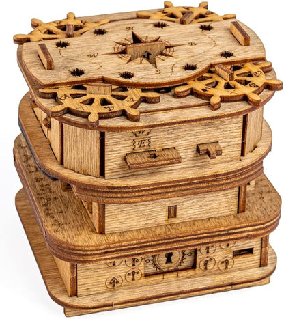 iDventure Cluebox - Davy Jones Locker - Escape Room Game - Puzzle Box - Gift Box - 3D Wooden Puzzle for Adults - Wooden Jigsaw - Brain Teaser - Birthday Gift Gadget for Men - Money Box