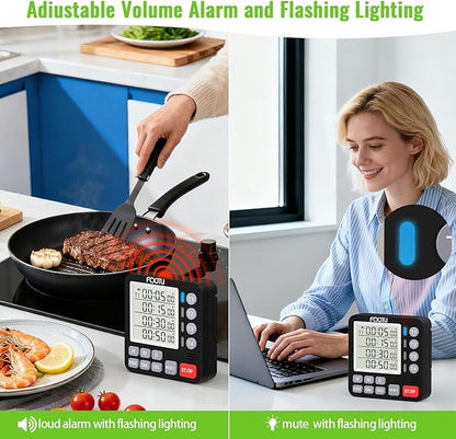 Digital Dual Kitchen Timer, 4-Channel Magnetic Countdown Timer