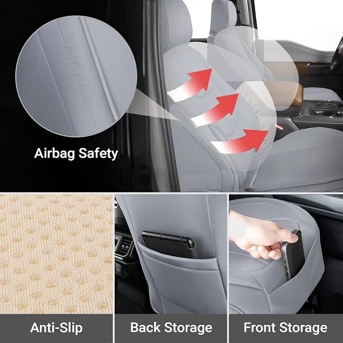 Coverland Custom SUV Car Seat Covers Front Seats for [2016-2026 Crosstrek] - Protector Car Seat Cover Water Resistant Leather Memory Form Back Support Seat Cushion [Front-Gray]
