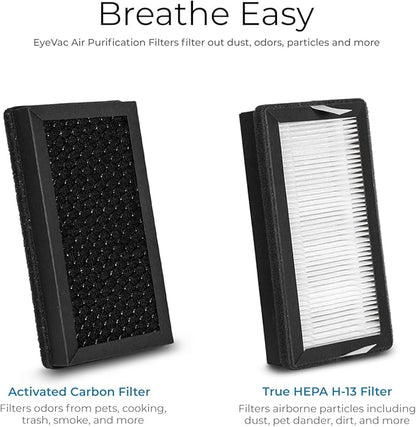 EyeVac Air 2-in-1 HEPA Air Purifier & Touchless Vacuum Automatic Dustpan - Ultra Fast & Powerful - Covers 600 Sq ft - Corded Canister Vacuum, Bagless, Automatic Sensors, 1000 Watt (Black/Silver)