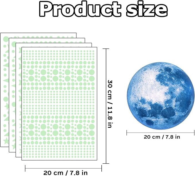 Glow in The Dark Stars,Glowing Stars and Moon Wall Decals, 1088 Pcs Ceiling Stars Glow in The Dark Kids Room Wall Decor, Perfect for Kids Nursery Bedroom Living Room