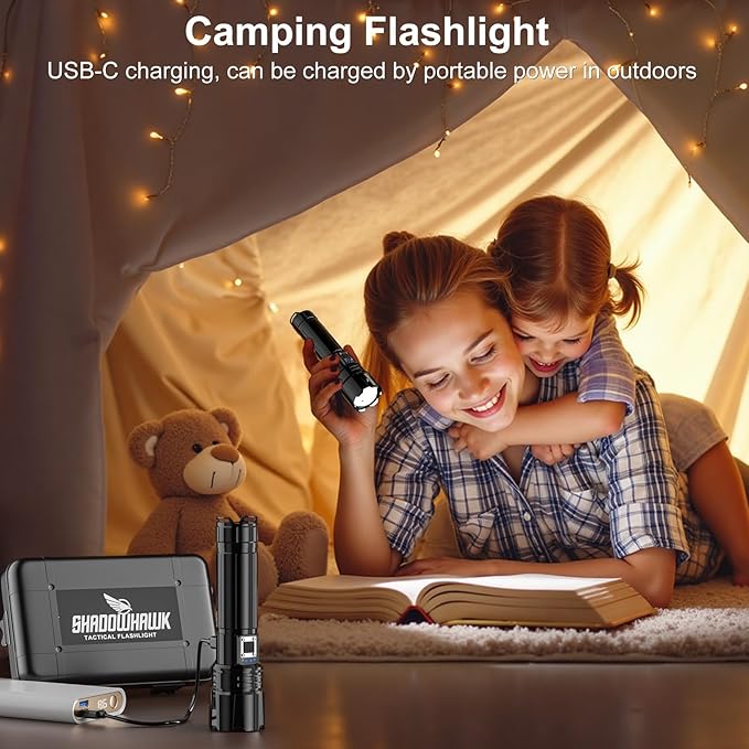 Flashlight 2000 High Lumens Rechargeable - 30W Super Bright LED Flash Light | 5000ft Beam & 12H Long Lasting USB C High Powered Handheld Police Flashlight for Home, Camping, Hiking, Emergency