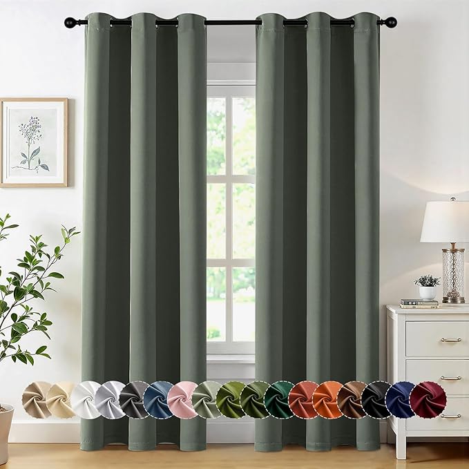 MIULEE Dark Mallard Blackout Curtains