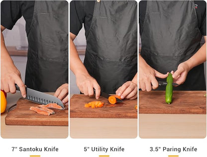 ZHANG XIAO QUAN SINCE 1628 15Pcs Knife Sets for Kitchen with Block,Knife Set with Built-in Sharpener Dishwasher Safe（Master A）