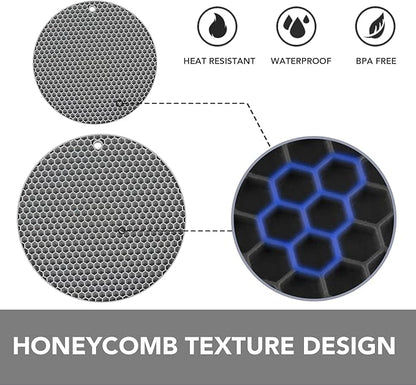 Joyhalo Trivets for Hot Dishes - Hot Pads for Kitchen, Silicone Pot Holders for Hot Pots and Pans, Silicone Mats for Kitchen Countertops, Table, Flexible Easy to Wash and Dry, Grey