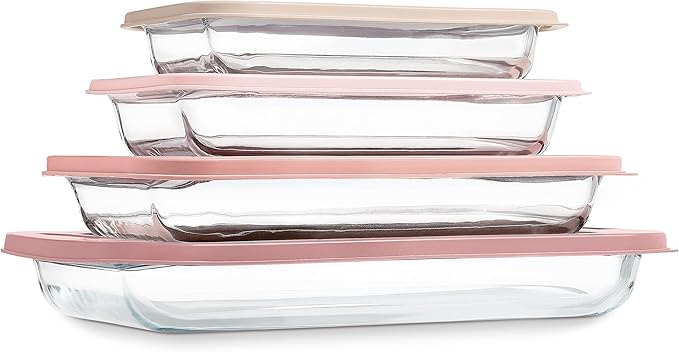 COOK WITH COLOR 8 PC. Glass Baking Dish Set with Lids