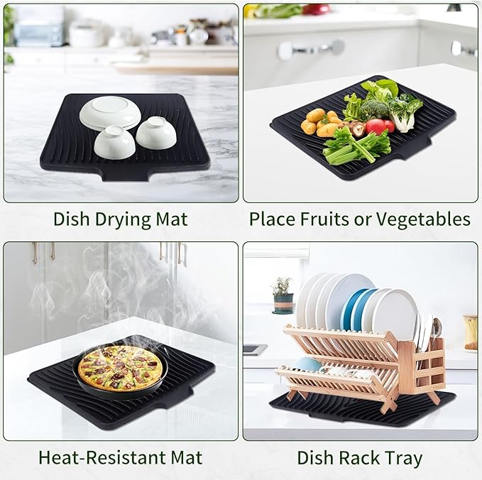 Silicone Dish Drying Mat 16x13, Food-Grade Silicone, Easy Clean Pad