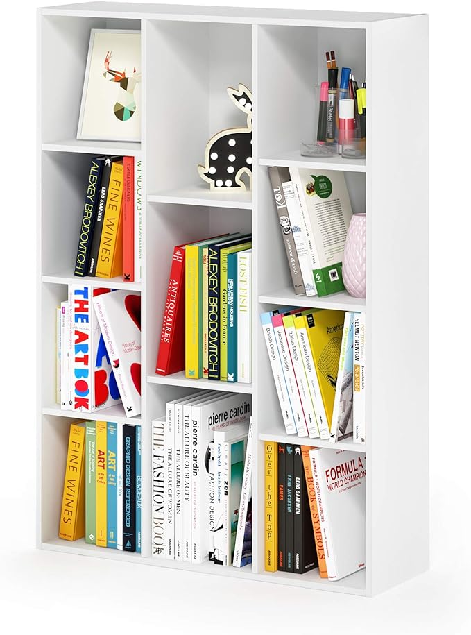 Furinno LUDER Book Shelf, 11-Cube Bookshelf, Reversible Bookcase, 9.4 x 29.1 x