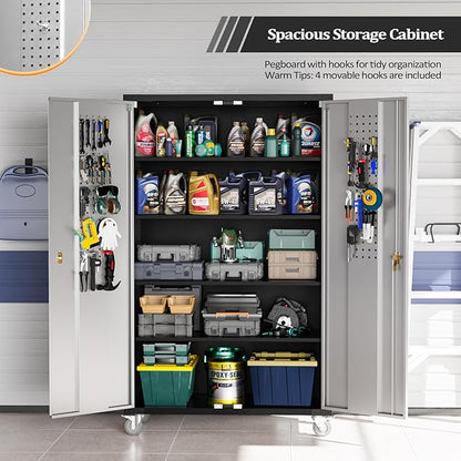 VINGLI Upgraded Wide & Deep Garage Storage Cabinet, Metal Storage Cabinet