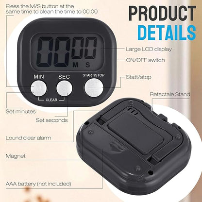 Leumoi 24 Pcs Digital Kitchen Timers Bulk Small Magnetic Timer On/Off Switch