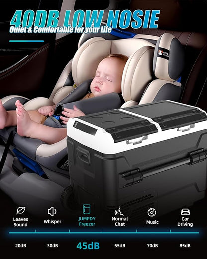 Electric Cooler with Battery 12V 52 Quart Car Refrigerator Dual Zone Dual Door