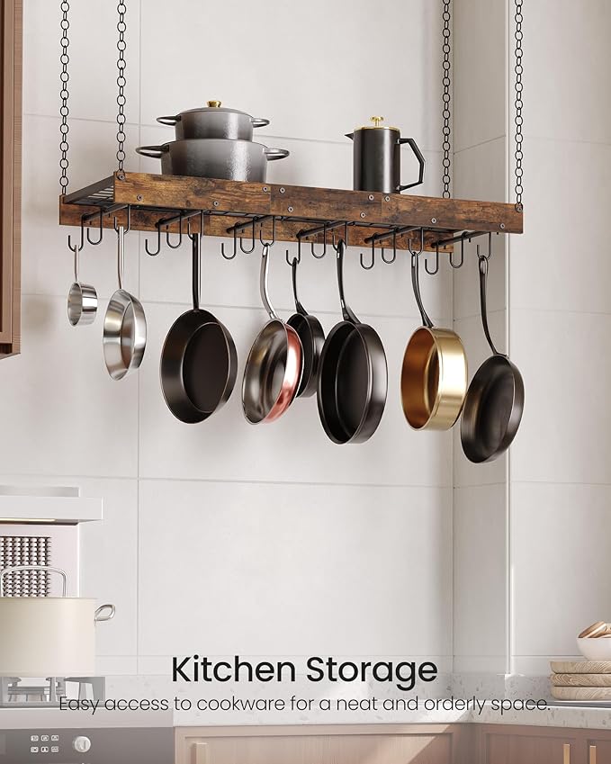 CHOEZON Hanging Pot Rack, Ceiling Wall Mounted Pot Rack
