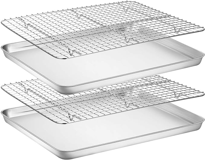 Baking Sheet with Rack Set, Wildone Stainless Steel Cookie Sheet Baking Pan