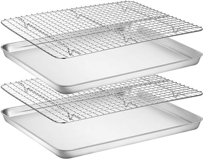 Baking Sheet with Rack Set, Wildone Stainless Steel Cookie Sheet Baking Pan