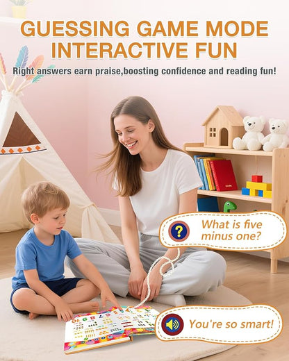English Interactive Sound Book for Kid,Alphabet & Number Talking Book for Toddlers Age 3-5,Preschool ABC Learning Travel Toy for Boys Girls Birthday Gift 3 4 5 6 Year Old,Sensory Autism Toy,600+ Audio