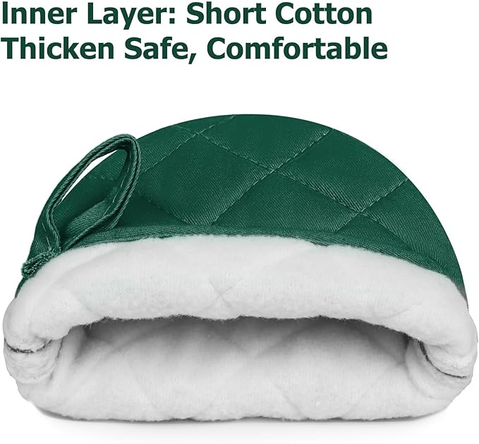 Short Oven Mitts, Heat Resistant 500°F, Silicone Grip Kitchen Gloves, Non-Slip