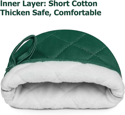 Short Oven Mitts, Heat Resistant 500°F, Silicone Grip Kitchen Gloves, Non-Slip