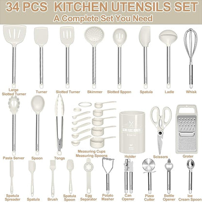 Kitchen Utensils Set-Umite Chef 34 Pcs Silicone Cooking Utensils Set