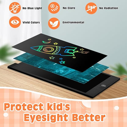 cimetech LCD Writing Tablet, 12 Inch Kids Toys Doodle Board, Toddler Toys for 3-8 Year Old Girls Boys, Travel Essentials Drawing Pad, No Mess Coloring Books (Black)