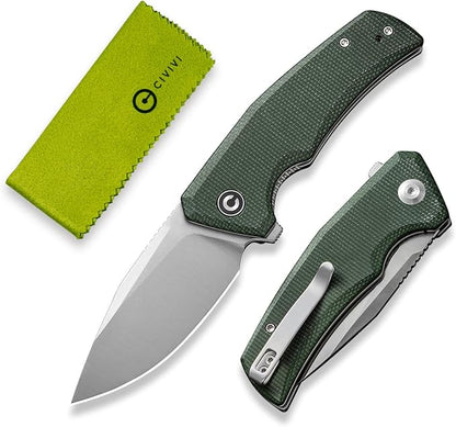 CIVIVI Pocket Knife for EDC, Regulatron Folding Knife for Men with Flipper Opener, Liner Lock, 2.98" Nitro-V Blade Micarta Handle for Camping, Hunting C23006-2