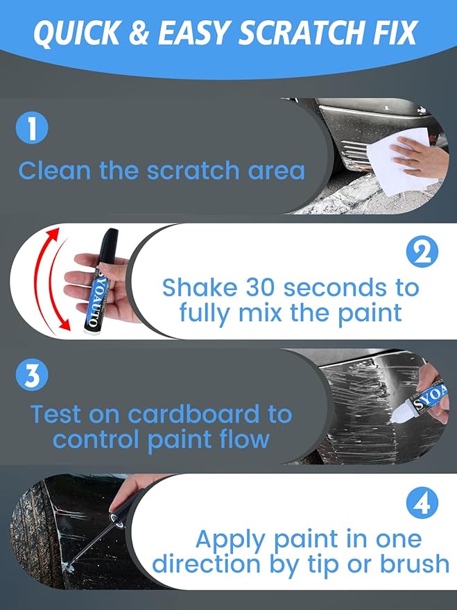 SYOAUTO Flat Black Car Touch Up Paint Auto Touch Up Paint 0.4 oz Flat Black Automotive Scratch Repair Pen Brush and Tip 2 in 1 Pen
