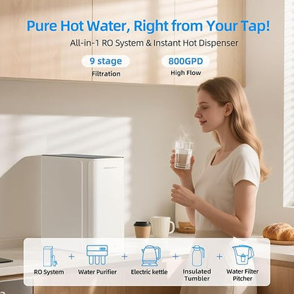MIZUDO Smart WiFi 800GPD Tankless Reverse Osmosis System, 9 Stage Reverse