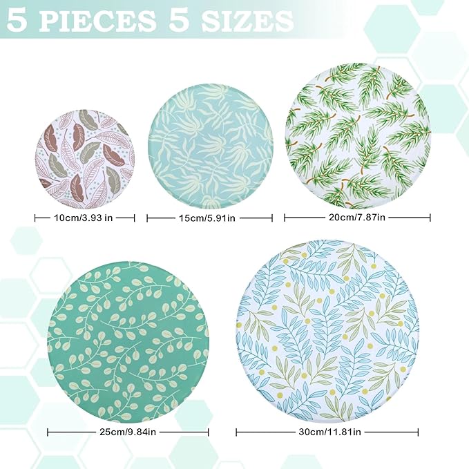 5-Size Reusable Beeswax Bowl Covers