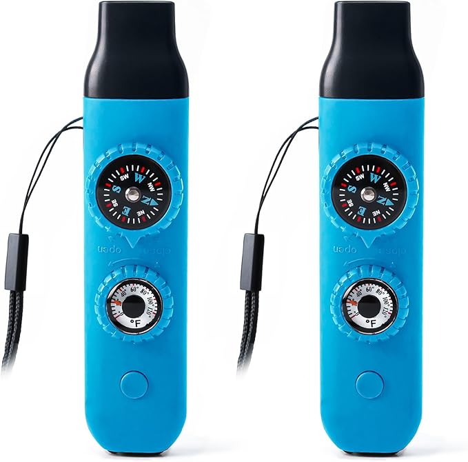 Emergency Survival Safety Whistle，Whistle for Kids with Lanyard,Compass,Thermometer,Ideal for Kayaking, Boating, Hiking, Camping, Climbing