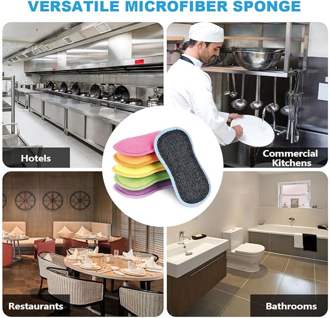 HOMEXCEL 6 Pack Multi-Purpose Scrub Sponges Kitchen, Dish Sponge, Non-Scratch