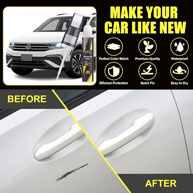 XNA White Gold Metallic(LR7L/7B) for Volkswagen Touch Up Paint, Car Scratch Remover for Nicks and Chips Repair, 2-In-1 Quick & Easy Fix Car Scratch Repair Kit with Exact Color-Matched