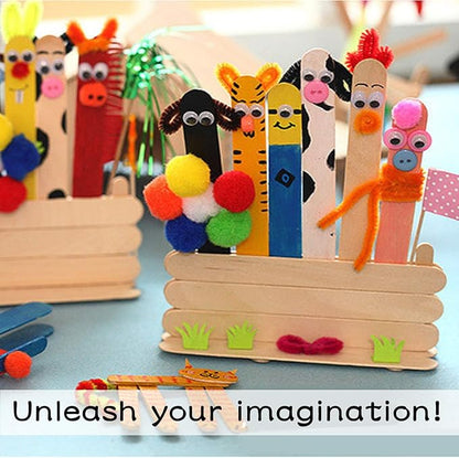WISYOK 120 Pcs Wood Craft Sticks 5.9 Inch, Ice Cream Sticks, Jumbo Sticks, Popsicle Sticks, Ideal for Building Model, Kids Handicraft, and Creating Craft Projects