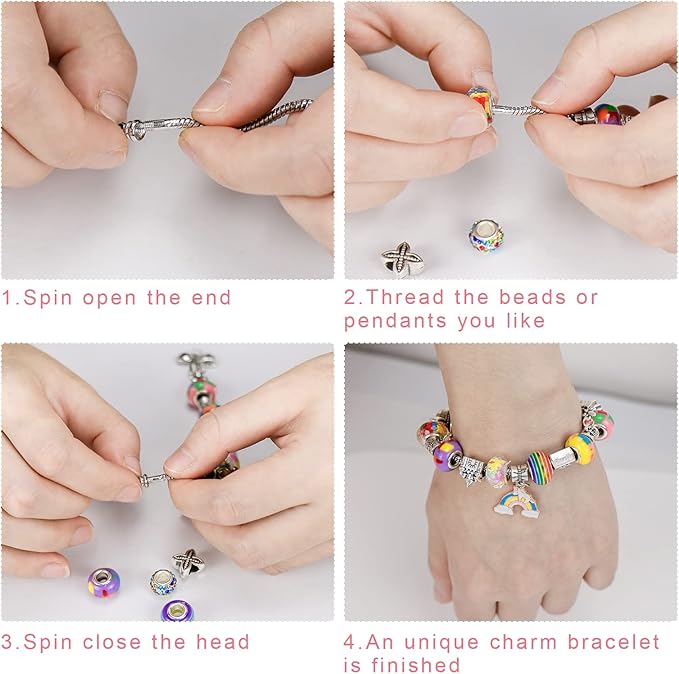 Hysagtek Jewellery Making Kit - Bracelet Making Kit 66 Pcs DIY Girls Charm Bracelet Making Bracelets for Girls Beads Necklace kit Jewelry Making Charm Pendants Craft with Box