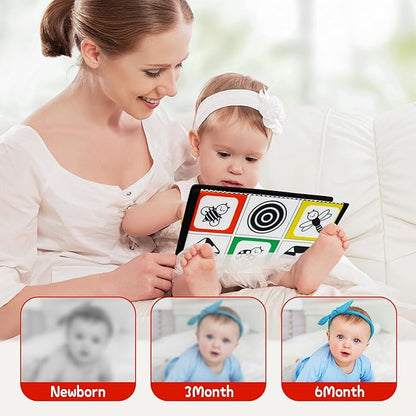 Dr.Rapeti Tummy Time Floor Mirror for Baby Infant Toddler Kids Black and White High Contrast Baby Toy with Teethers Floor Activity Toy Washable Non-Toxic