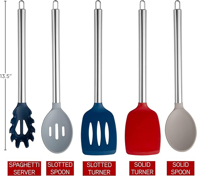COOK WITH COLOR Silicone Cooking Utensils, Kitchen Utensil Set, Cooking Utensils